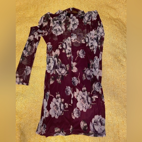 Maroon Floral Charlotte Russe Mini Dress - Picture 4 of 4